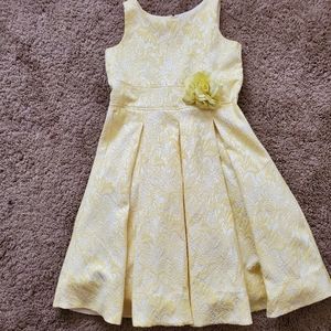 Yellow and white brocade  dress by Kleinfeld.